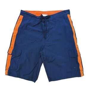 VTG Northcrest Mens Cargo Shorts 38 Navy Orange Utility Y2K Outdoor Gorpcore